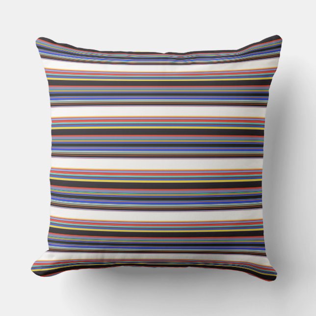 Cute black blue stripes cushion (Front)