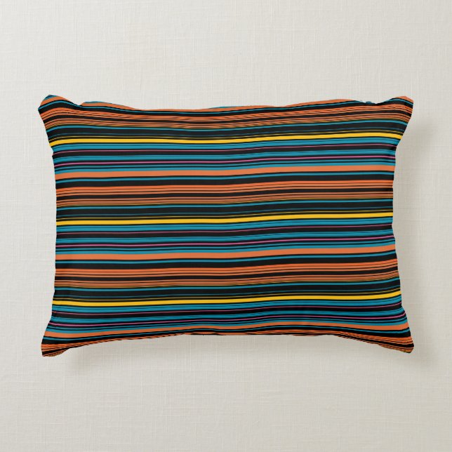 Cute black blue stripes decorative cushion (Front)