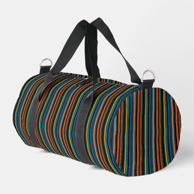 Cute black blue stripes duffle bag (Left Corner)