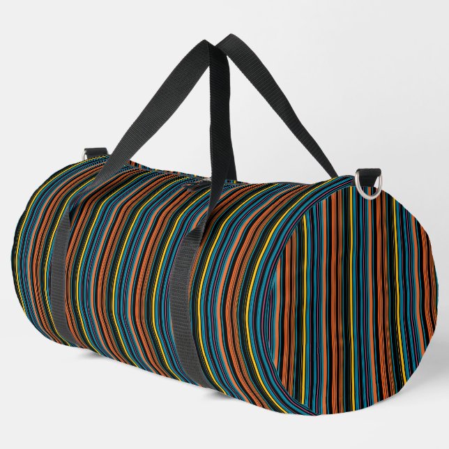 Cute black blue stripes duffle bag (Left Corner)