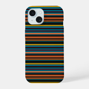 Cute black blue stripes iPhone 15 case