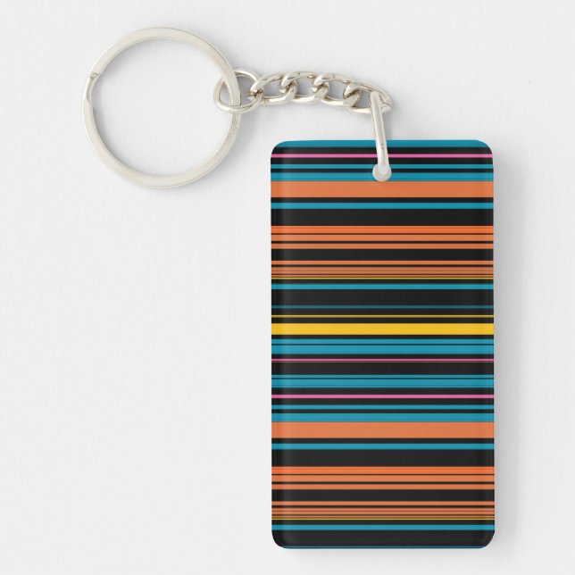 Cute black blue stripes key ring (Front)
