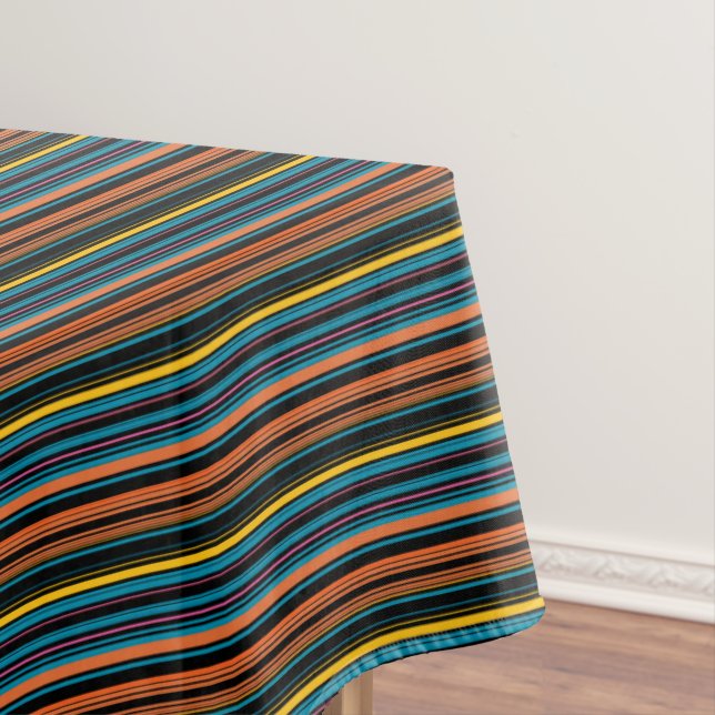 Cute black blue stripes tablecloth (In Situ)