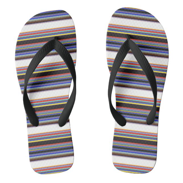 Cute black blue stripes thongs (Footbed)