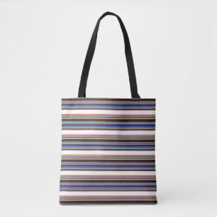 Cute black blue stripes tote bag