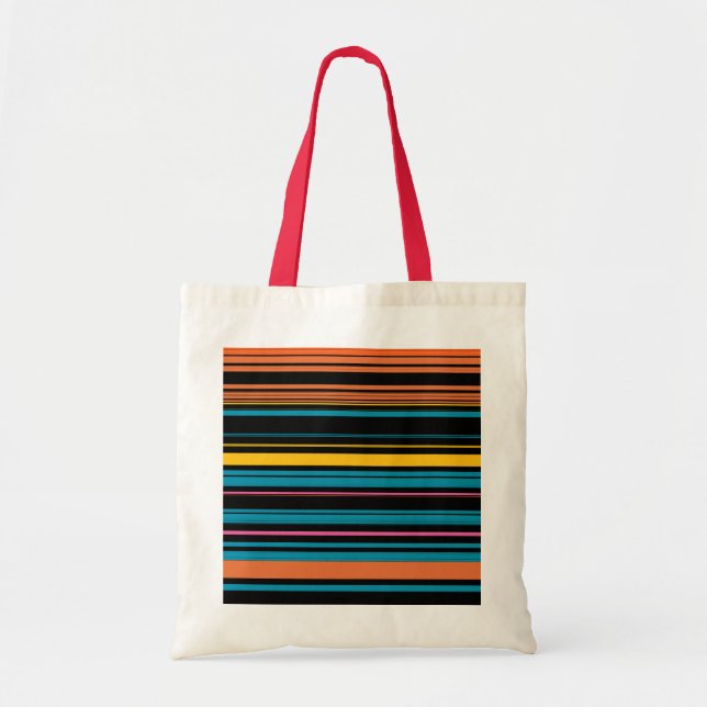 Cute black blue stripes tote bag (Front)