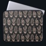 Cute Black Blush Pink Potted Cactus Pattern Laptop Sleeve<br><div class="desc">This cute and modern pattern is perfect for the trendy and stylish woman. It features a hand-drawn blush pink polka dots and stripes potted cactus plants pattern on top of a black background. It's contemporary, unique, cool, and fashionable for any season! ***IMPORTANT DESIGN NOTE: For any custom design request such...</div>