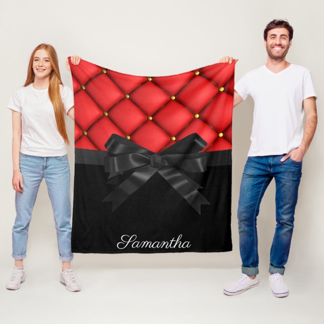 Cute Black Bow Fleece Blanket (In Situ)