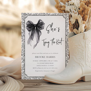 Cute Black Bow She's Tying The Knot Bridal Shower Invitation