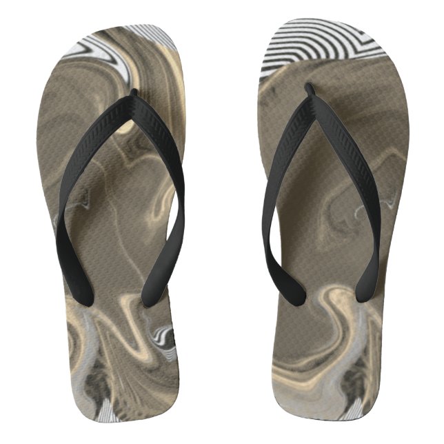 Cute Black BROWN Modern Woman Flip Flops (Footbed)