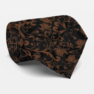 Cute black brown tiger floral pattern tie