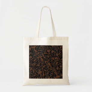 Cute black brown tiger floral pattern tote bag