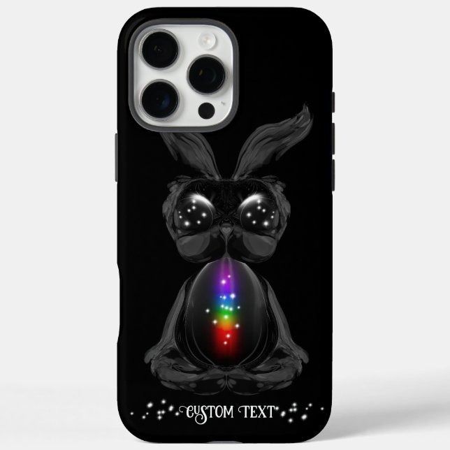 Cute Black Bunny with Chakra Rainbow Soul Case-Mate iPhone Case (Back)