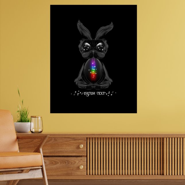 Cute Black Bunny with Chakra Rainbow Soul Poster (Living Room 2)