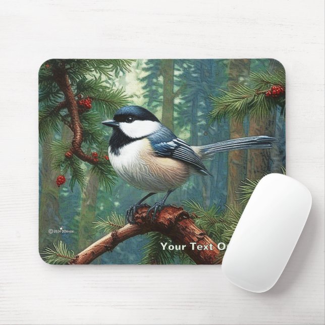 Cute Black-Capped Chickadee Mouse Pad (With Mouse)