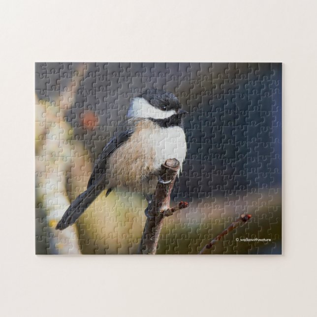Cute Black-Capped Chickadee on Branch Jigsaw Puzzle (Horizontal)