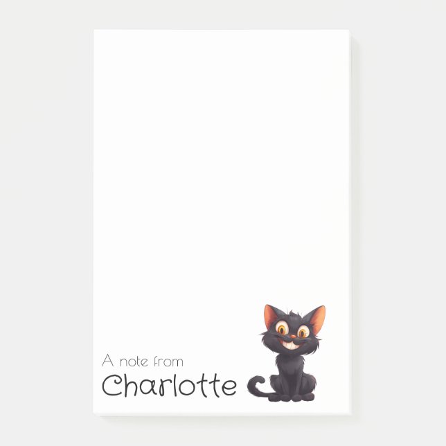 Cute black cartoon cat name post-it notes (Front)