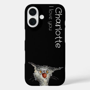 Cute black cartoon cats name  iPhone 16 case