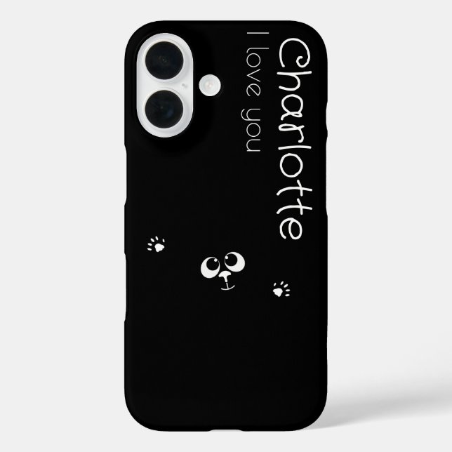 Cute black cartoon cats name charcoal Case-Mate iP Case-Mate iPhone Case (Back)