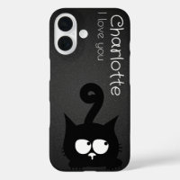 Cute black cartoon cats name charcoal
