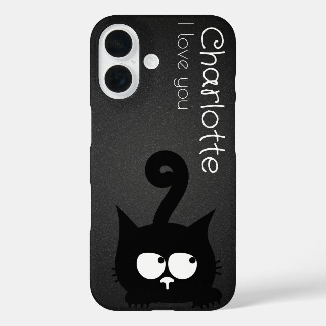 Cute black cartoon cats name charcoal Case-Mate iPhone case (Back)