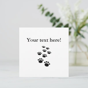 Cute Black Cartoon Pet Paw Trail Card