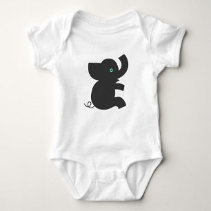 Cute Black Cartoon Style Elephant Baby Bodysuit