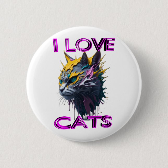 Cute black cat  1 6 cm round badge (Front)