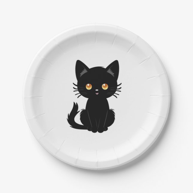Cute Black cat  2 Paper Plate (Front)