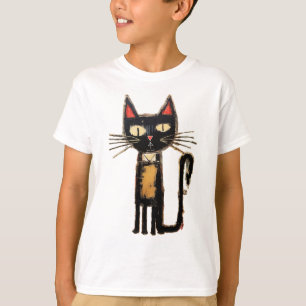 Cute Black Cat Abstract T-Shirt