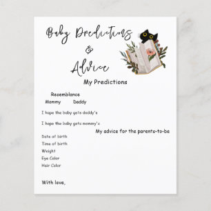 Cute Black Cat and Book Baby Shower Game Flyer
