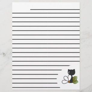 Cute Black Cat and flower – Personalised Custom Letterhead
