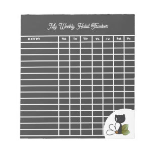 Cute Black Cat and flower – Personalised Notepad