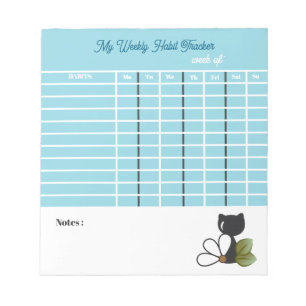 Cute Black Cat and flower – Personalised Notepad
