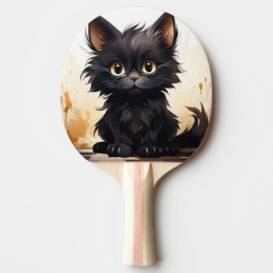 Cute Black Cat and Flowers Ping Pong Paddle