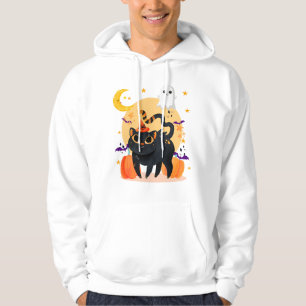 Cute Black Cat and Ghost Halloween Hoodie