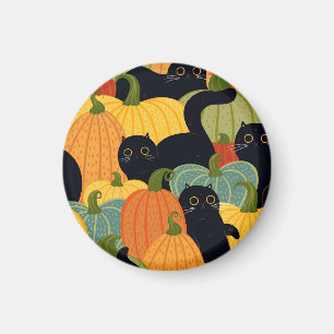 Cute Black Cat and Pumpkin Halloween Seamless  Magnet