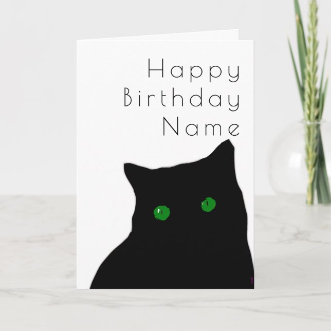 Cute Black Cat Art Deco Birthday Card (Front)