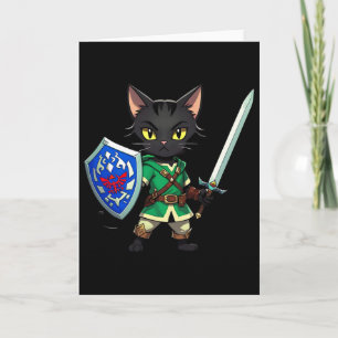 Cute Black Cat As Retro Video Game Character1 Card