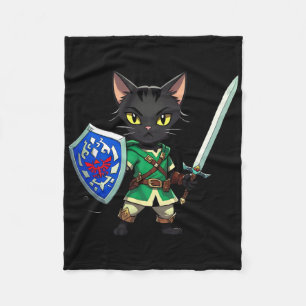Cute Black Cat As Retro Video Game Character1 Fleece Blanket