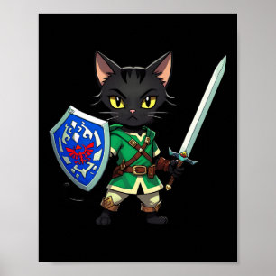Cute Black Cat As Retro Video Game Character1  Poster
