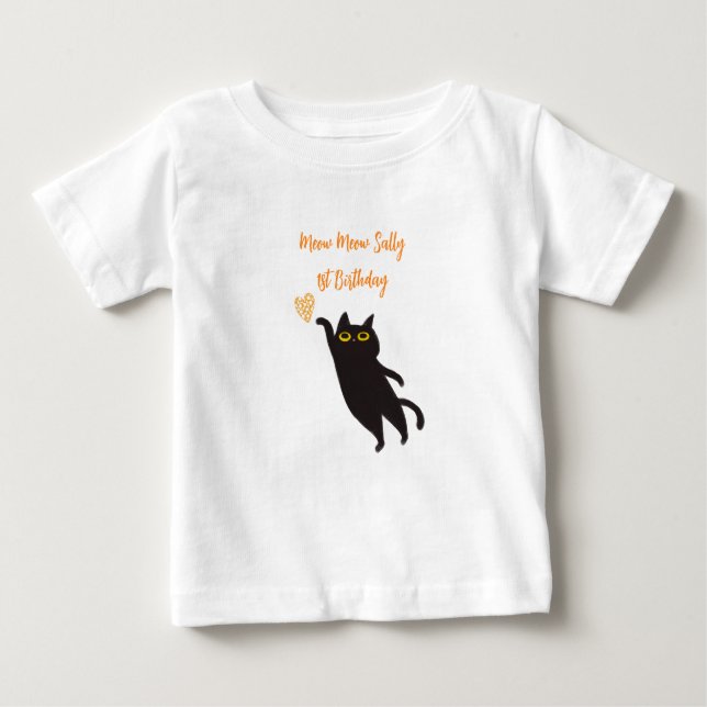 Cute Black Cat Baby T-Shirt (Front)