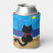 Cute Black Cat Beach Theme Can Cooler