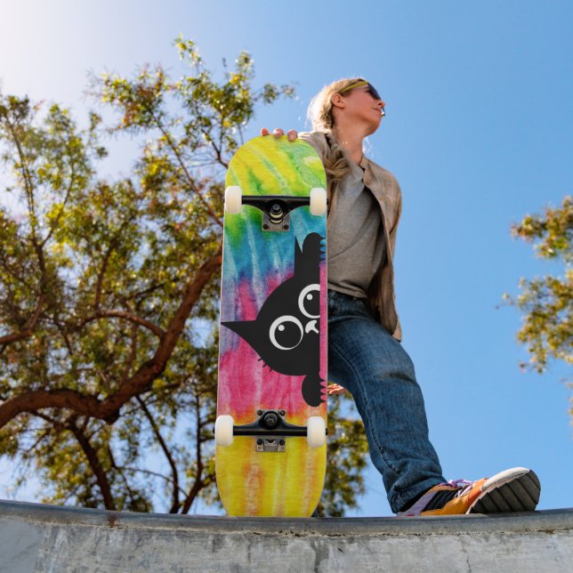 Cute Black Cat Big eyes skateboard (Outdoor 1)