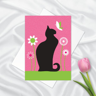 Cute Black Cat Blank Note Card