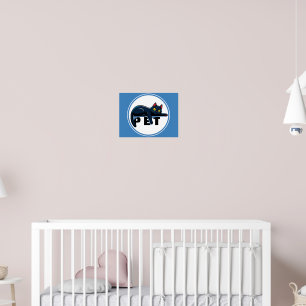Cute Black Cat Blue Splatter Wall Poster