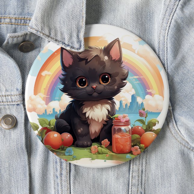 Cute black cat button (In Situ)