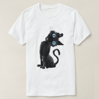 Cute Black Cat Button Eyes Meme Aesthetic Tee