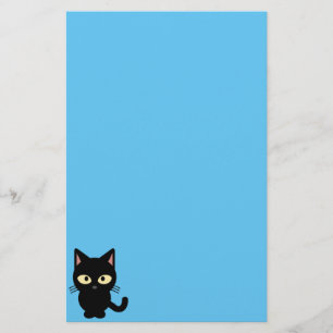 Cute black cat cartoon stationery