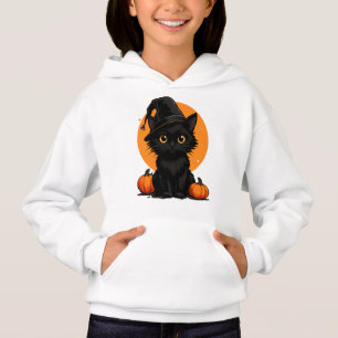 Cute Black Cat Cartoon T-Shirt Funny Gift for Ca